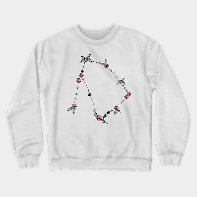 Ophiuchus Constellation Roses and Hearts Doodle Crewneck Sweatshirt by EndlessDoodles